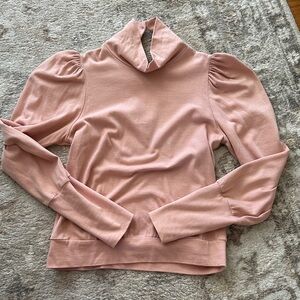 Corey Lynn Calter Women's Pink Mock Neck Puff Sleeve top size small